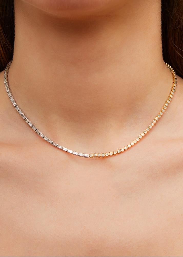 Yvonne Léon Collier Rivière Baguettes Clos & Diamants 2 Ors