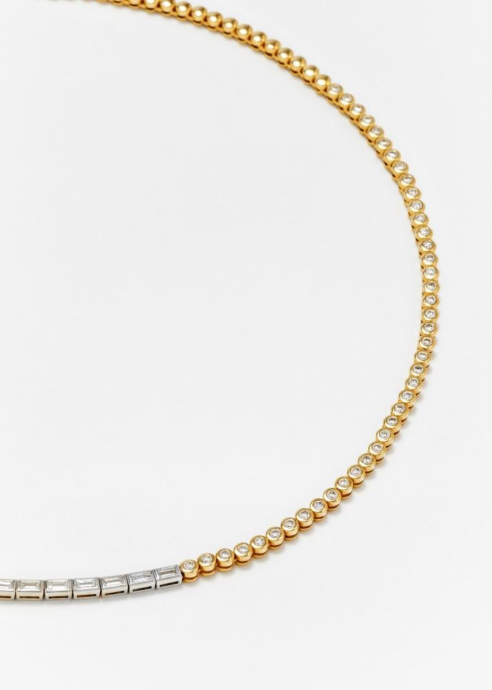 Yvonne Léon Collier Rivière Baguettes Clos & Diamants 2 Ors