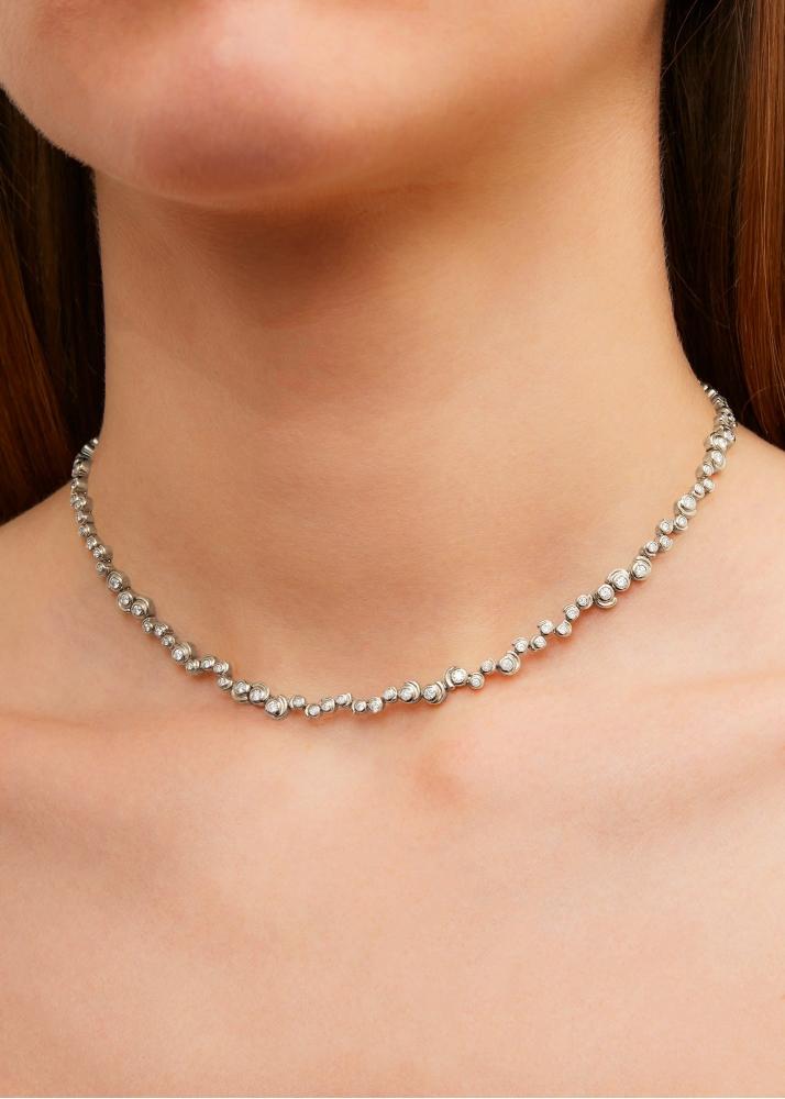 Yvonne Léon Collier Rivière Escargot Diamants Or Blanc