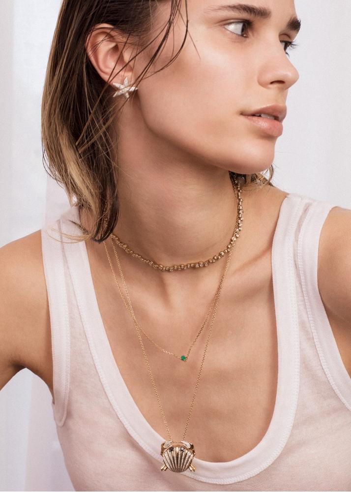 Yvonne Léon Collier Rivière Escargot Diamants Or Jaune