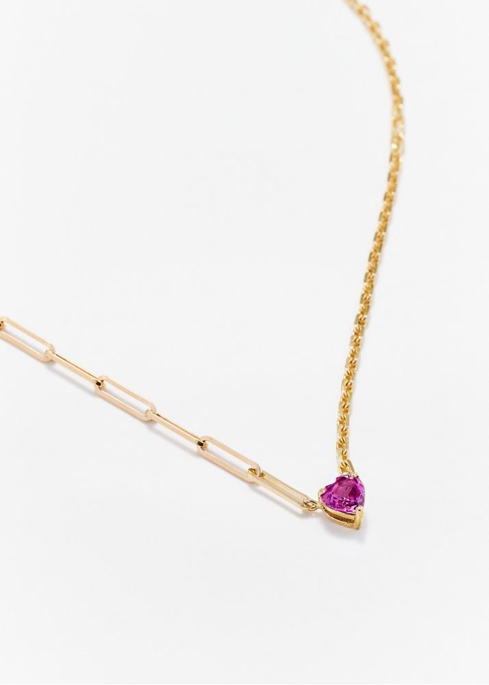 Yvonne Léon Collier Solitaire Coeur Rose Gm Or Jaune