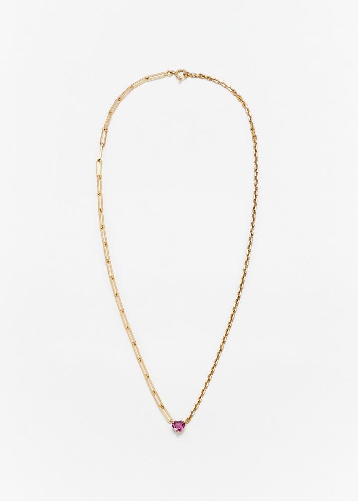 Yvonne Léon Collier Solitaire Coeur Rose Gm Or Jaune