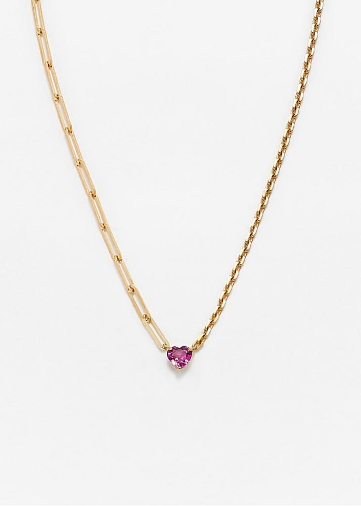 yvonne léon collier solitaire coeur rose gm or jaune