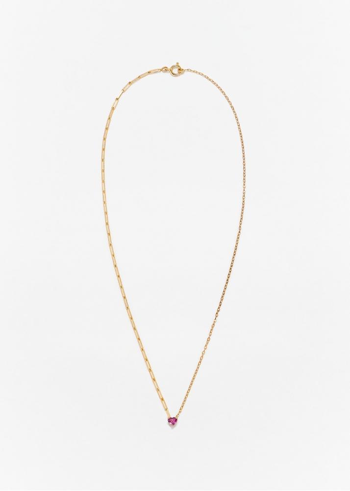 Yvonne Léon Collier Solitaire Coeur Rose Pm Or Jaune