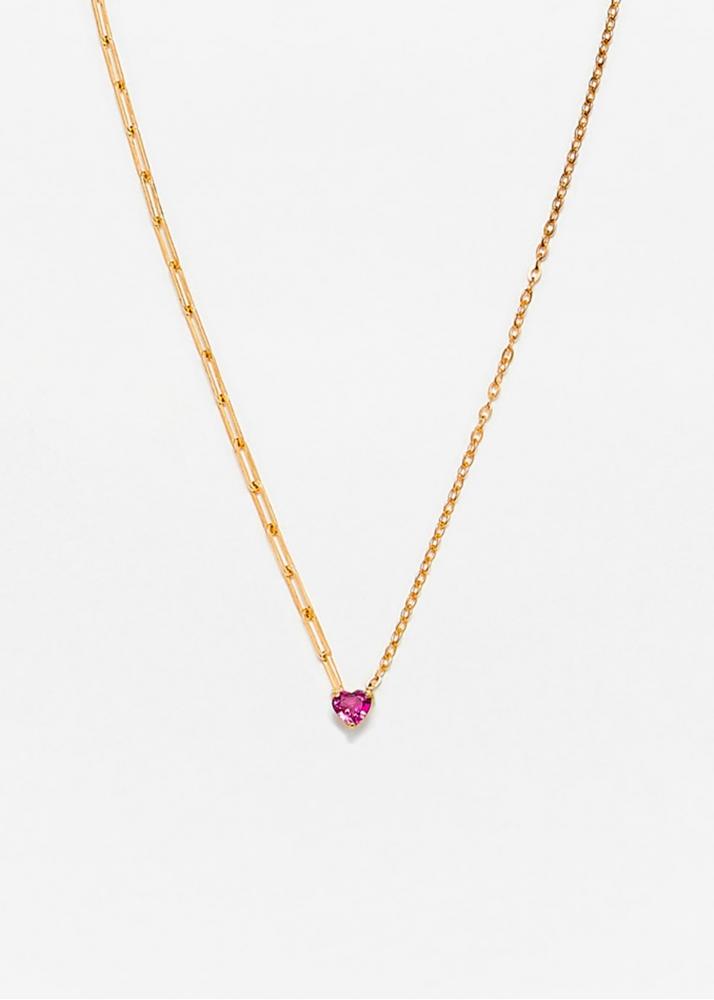 yvonne léon collier solitaire coeur rose pm or jaune