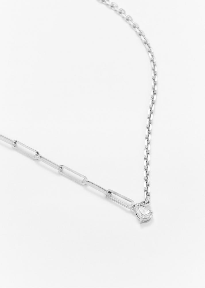 Yvonne Léon Collier Solitaire Diamant Poire Gm Or Blanc