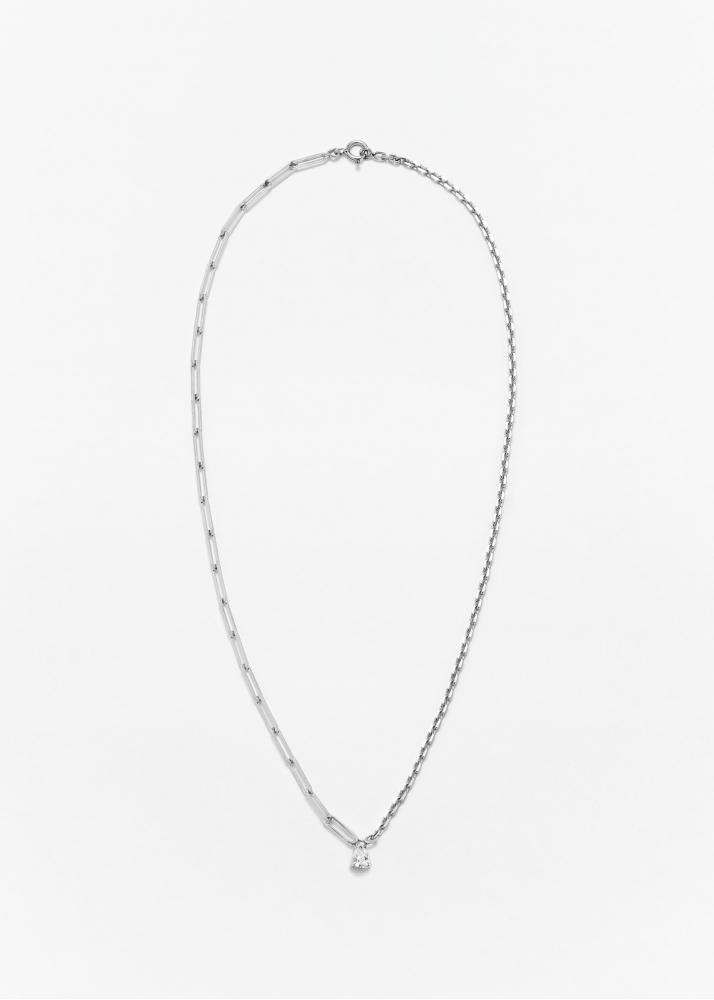 Yvonne Léon Collier Solitaire Diamant Poire Gm Or Blanc