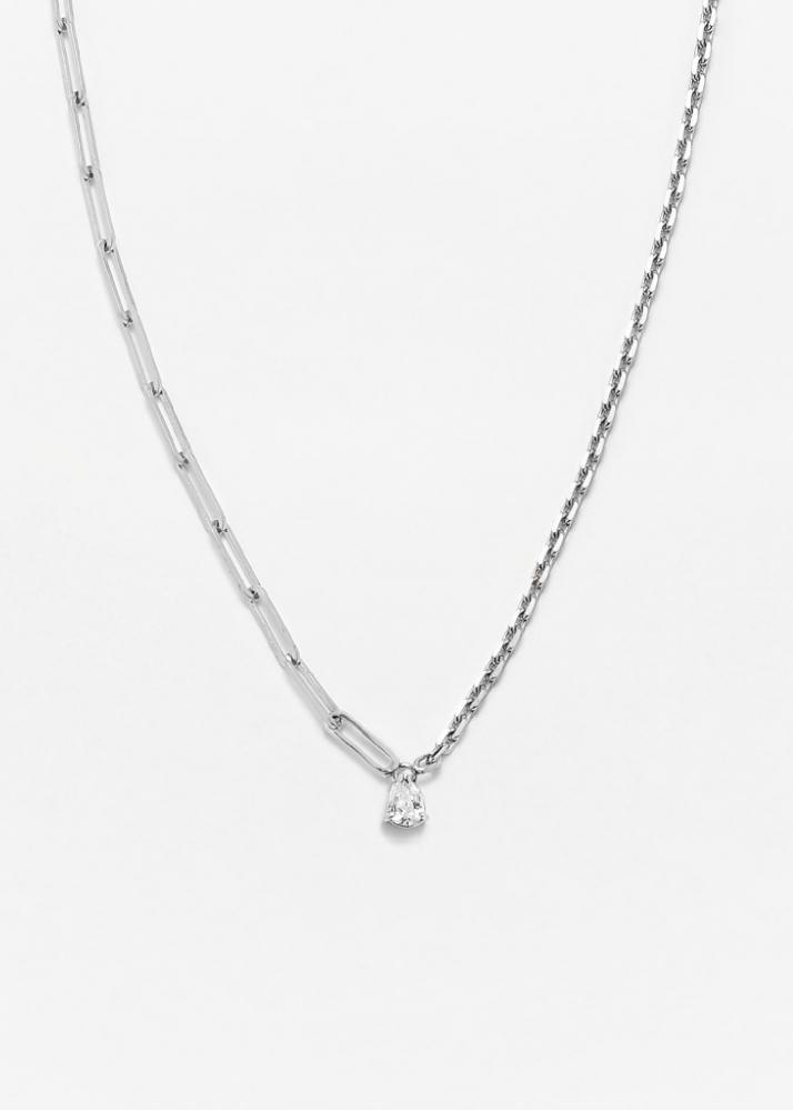 yvonne léon collier solitaire diamant poire gm or blanc