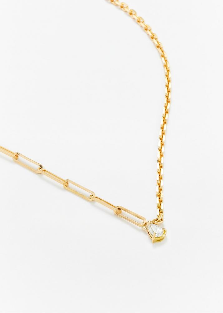 Yvonne Léon Collier Solitaire Diamant Poire Gm Or Jaune
