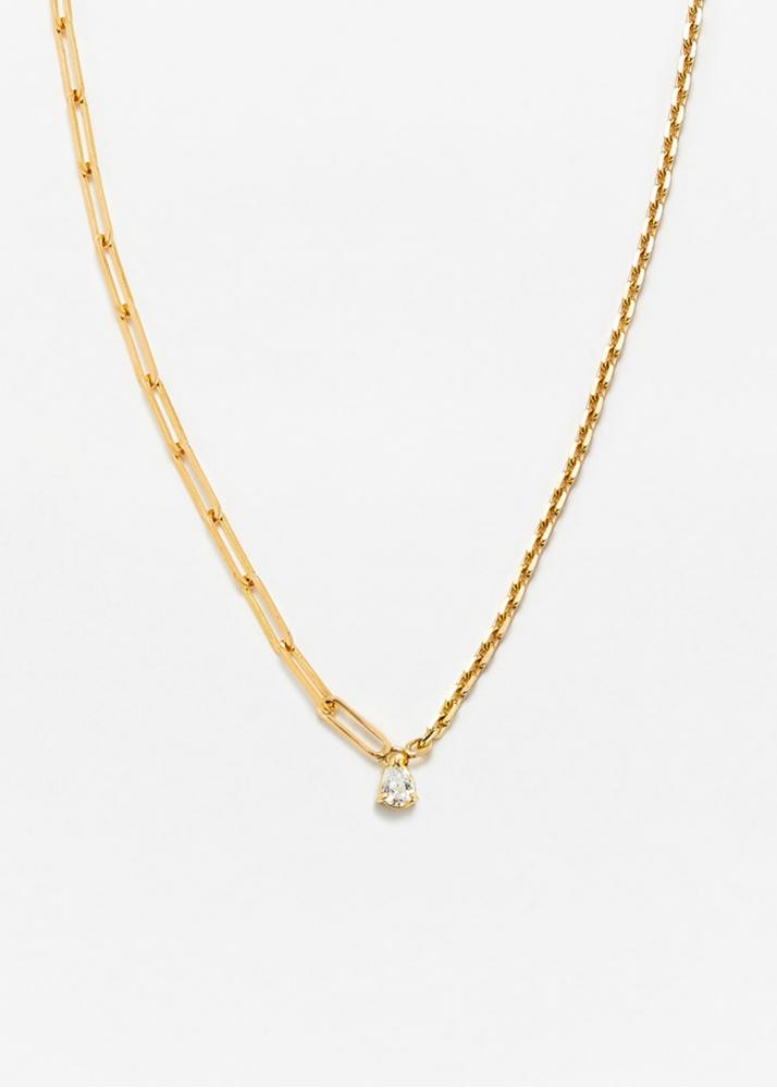 yvonne léon collier solitaire diamant poire gm or jaune