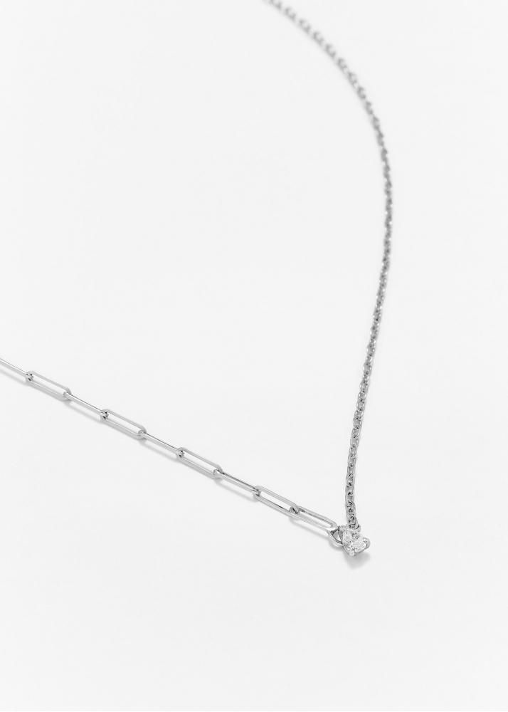 Yvonne Léon Collier Solitaire Diamant Poire Pm Or Blanc