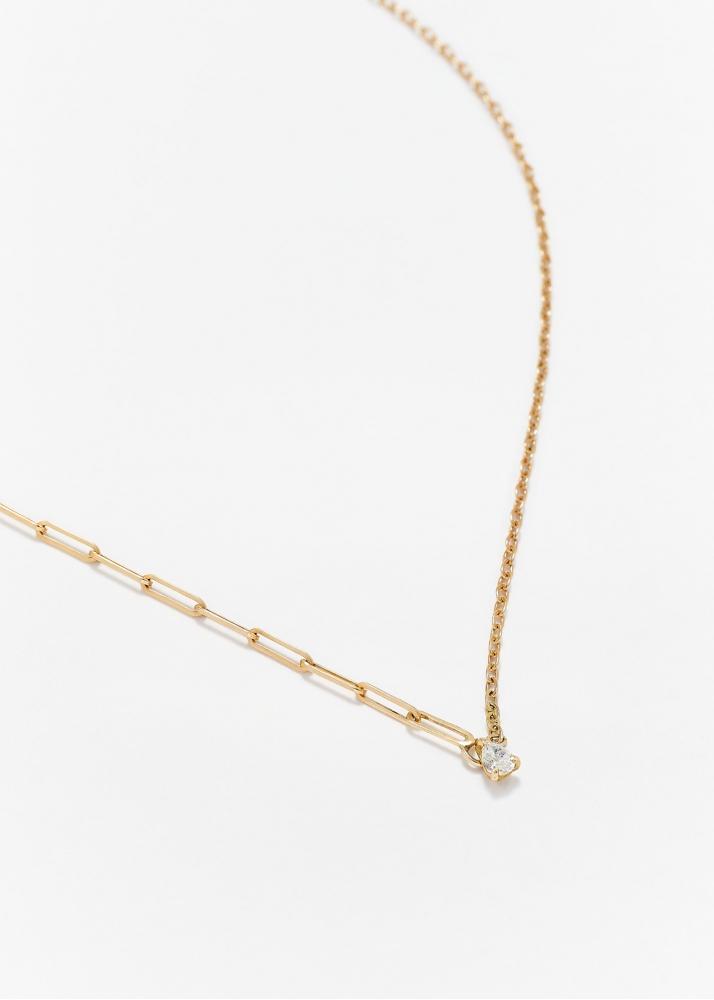 Yvonne Léon Collier Solitaire Diamant Poire Pm Or Jaune