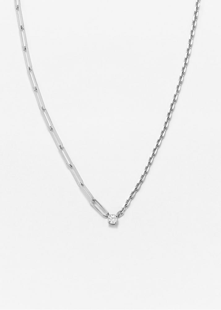 yvonne léon collier solitaire diamant rond gm or blanc