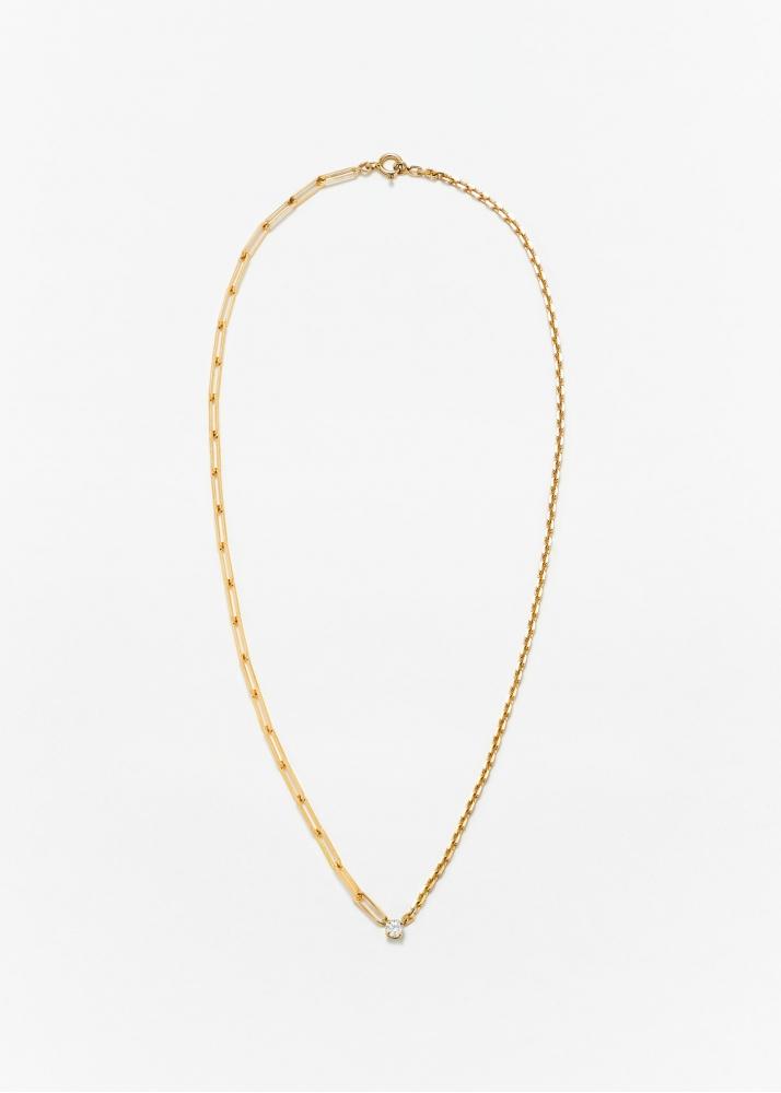 Yvonne Léon Collier Solitaire Diamant Rond Gm Or Jaune