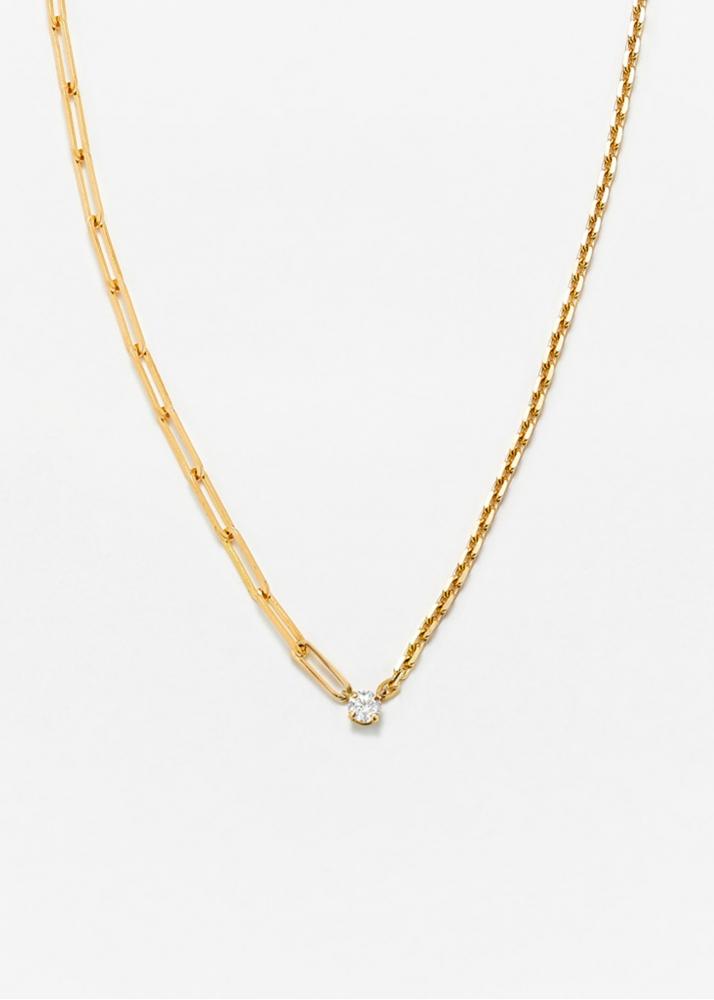yvonne léon collier solitaire diamant rond gm or jaune