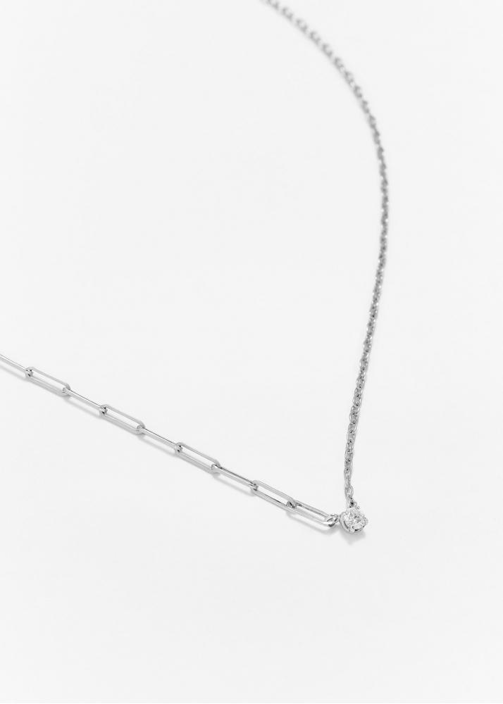 Yvonne Léon Collier Solitaire Diamant Rond Pm Or Blanc