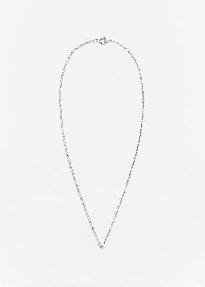 Yvonne Léon Collier Solitaire Diamant Rond Pm Or Blanc