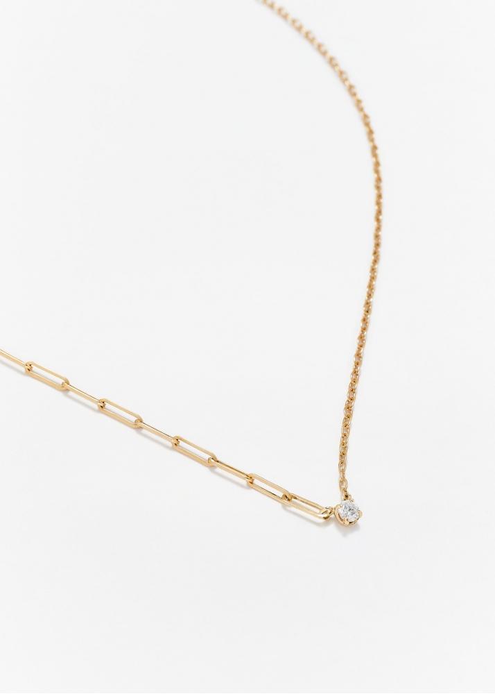 Yvonne Léon Collier Solitaire Diamant Rond Pm Or Jaune