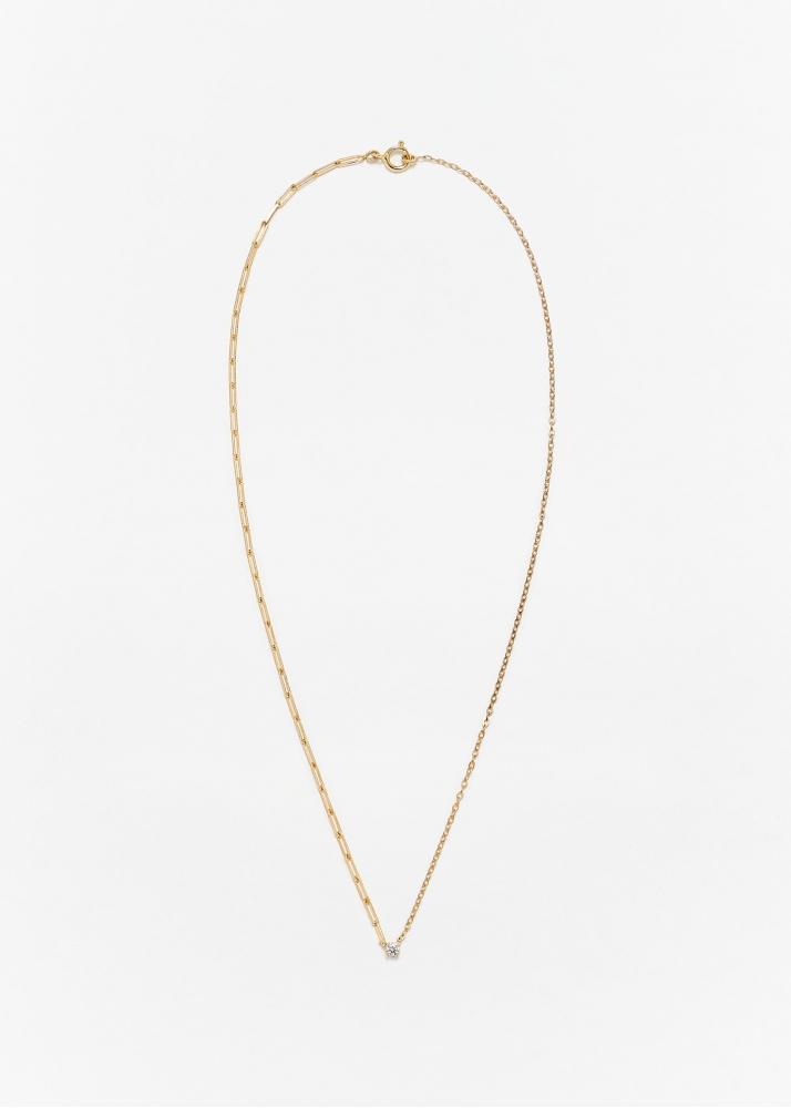 Yvonne Léon Collier Solitaire Diamant Rond Pm Or Jaune
