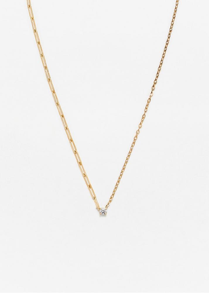 yvonne léon collier solitaire diamant rond pm or jaune