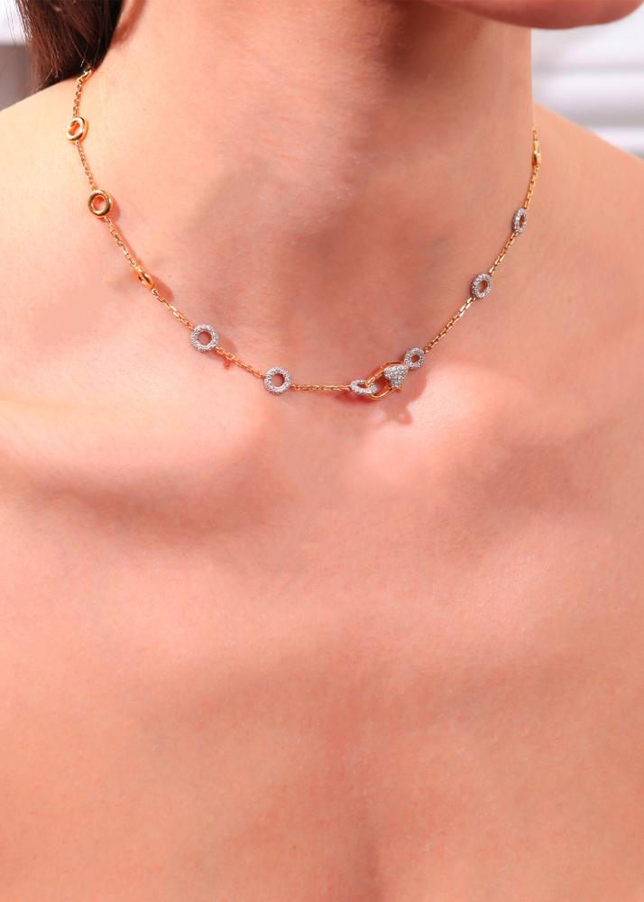 Yvonne Léon Collier Solitaire Full Donuts Pm Gold Diamants Or Jaune