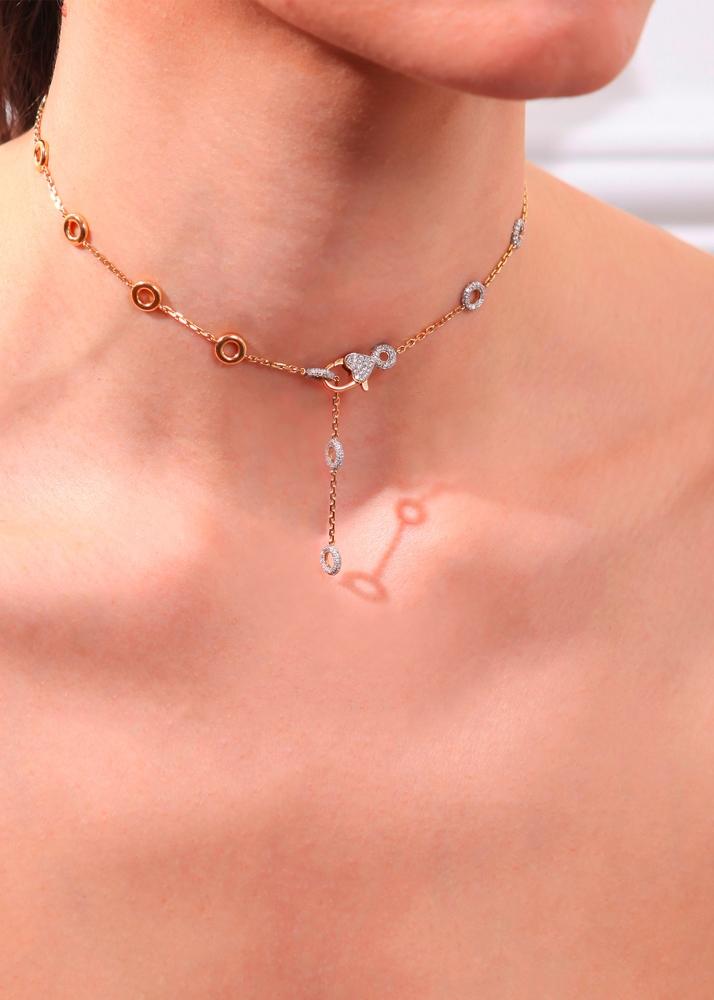 Yvonne Léon Collier Solitaire Full Donuts Pm Gold Diamants Or Jaune