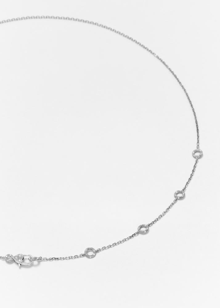 Yvonne Léon Collier Solitaire Mini Donuts Diamants Or Blanc