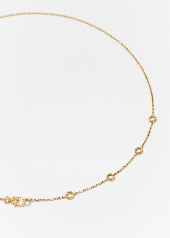 Yvonne Léon Collier Solitaire Mini Donuts Diamants Or Jaune