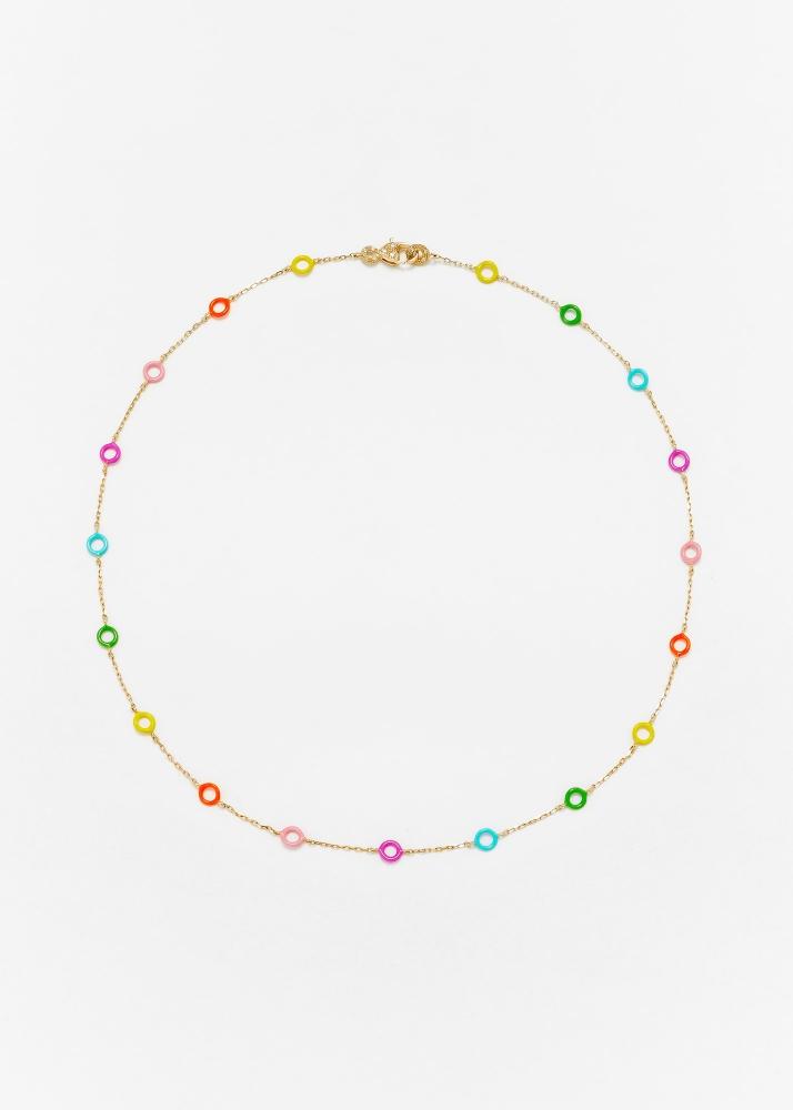 yvonne léon collier solitaire mini donuts rainbow or jaune