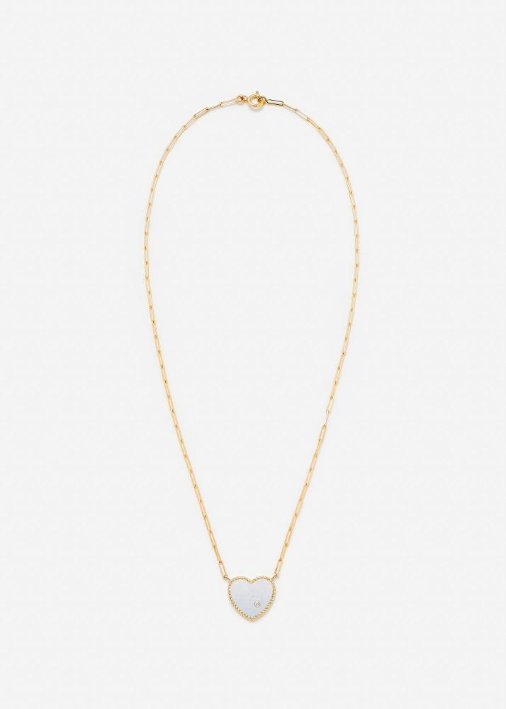 Yvonne Léon Collier Solitaire Pm Coeur Nacre Or Jaune