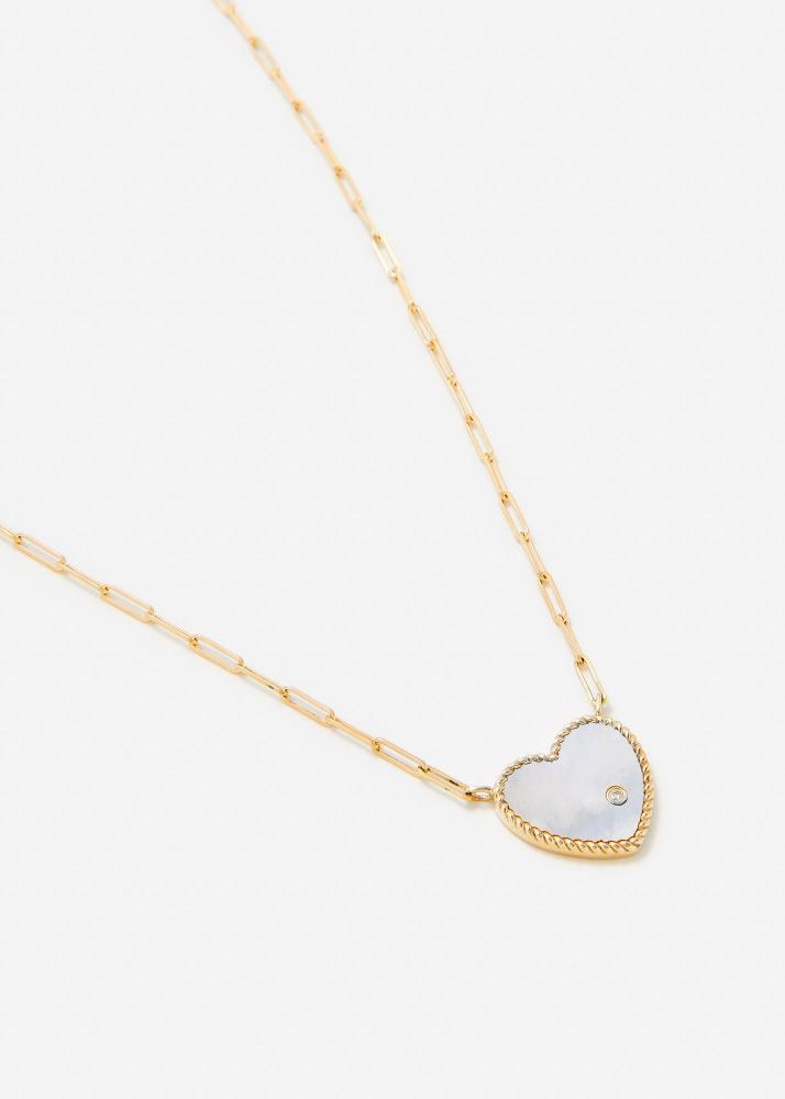 Yvonne Léon Collier Solitaire Pm Coeur Nacre Or Jaune