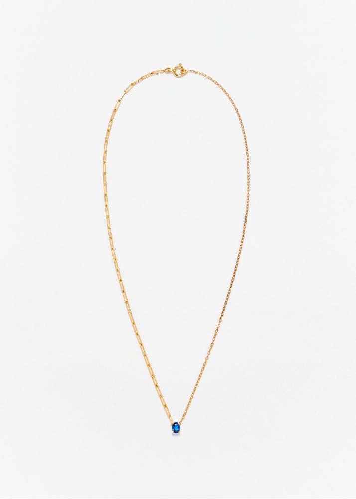 Yvonne Léon Collier Solitaire Saphir Bleu Pm Or Jaune