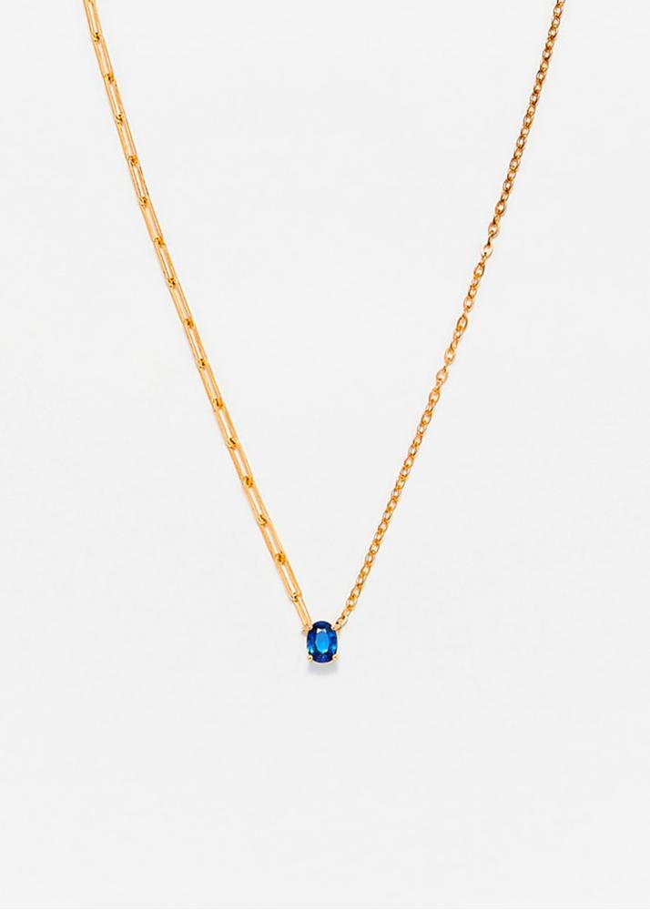yvonne léon collier solitaire saphir bleu pm or jaune