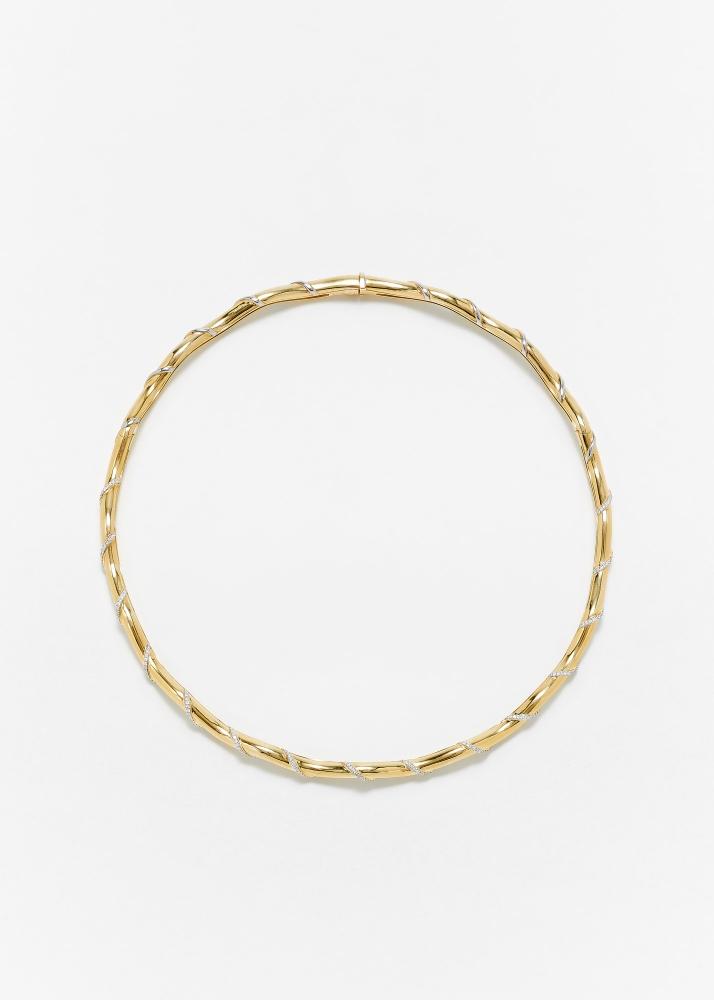 yvonne léon collier torque twisté gold diamants or jaune