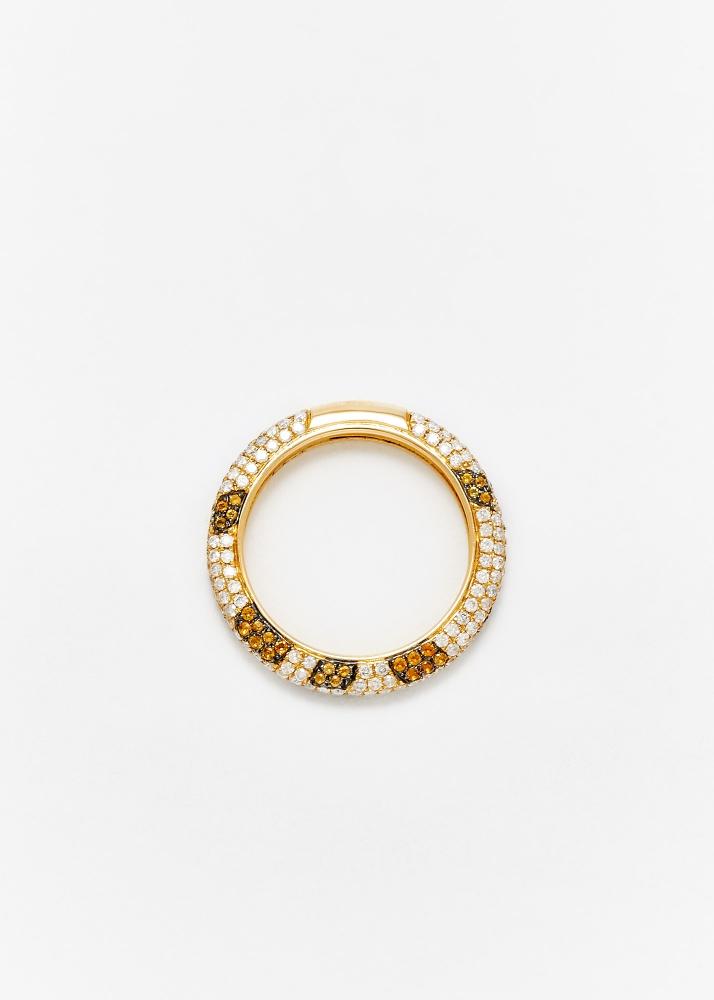 Yvonne Léon Mini Alliance Léopard Diamants Or Jaune