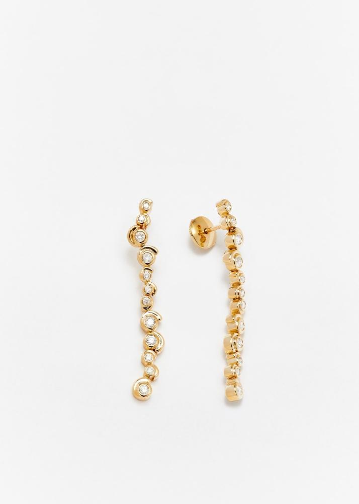 yvonne léon paire de boucles d'oreille longue escargot diamants or jaune