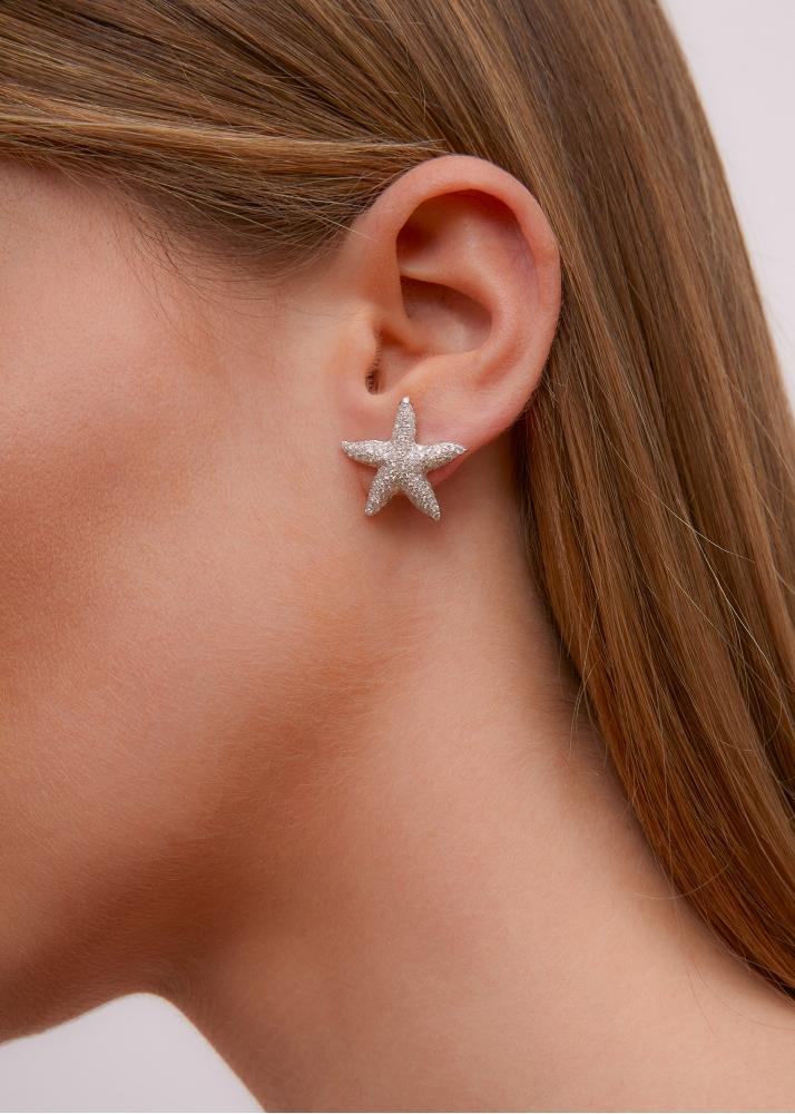 Yvonne Léon Paire De Boucles D'oreille Maxi étoile De Mer Diamants Or Jaune