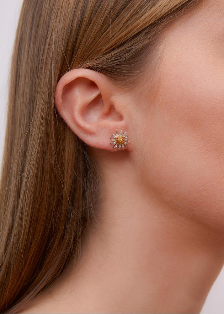 Yvonne Léon Paire De Boucles D'oreille Puce Mini Soleil 2 Ors