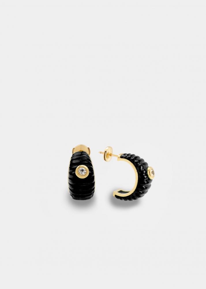 yvonne léon paire de créoles berlingot gm onyx or jaune