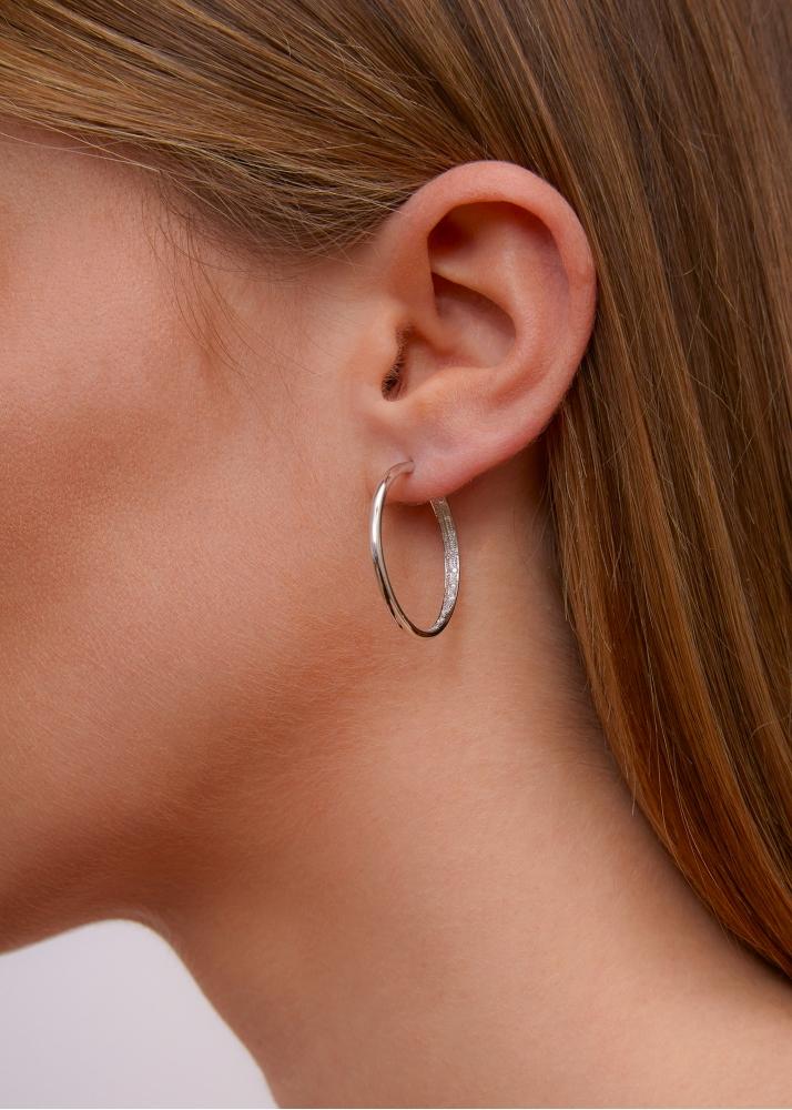 Yvonne Léon Paire De Créoles Diamantées Gm Or Blanc