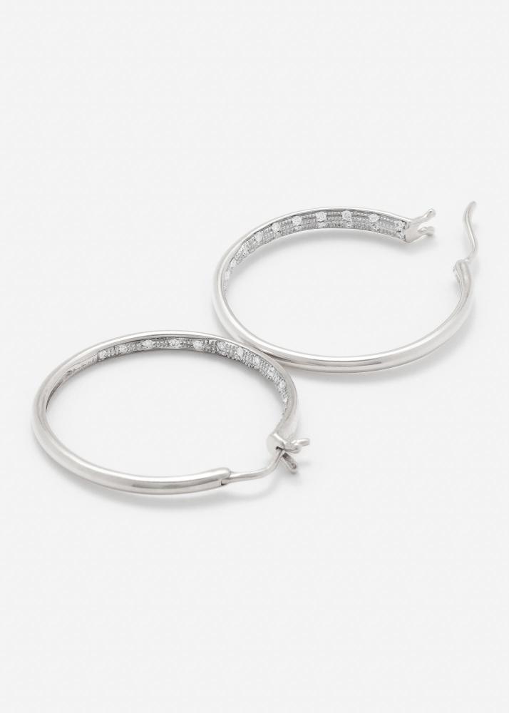 Yvonne Léon Paire De Créoles Diamantées Gm Or Blanc