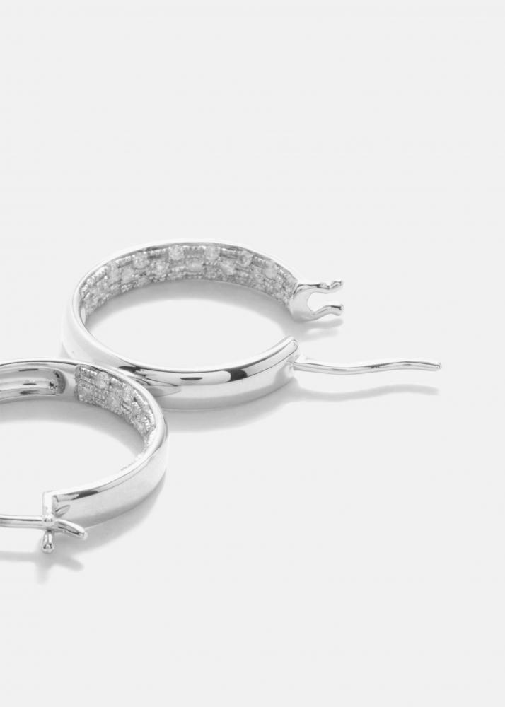 Yvonne Léon Paire De Créoles Diamantées Pm Or Blanc