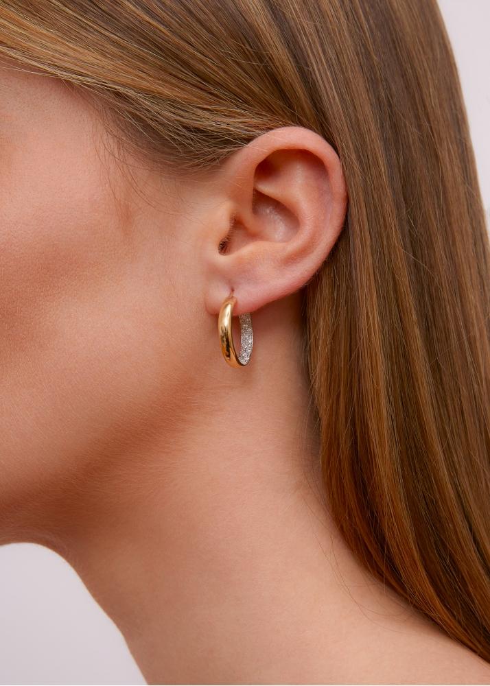 Yvonne Léon Paire De Créoles Diamantées Pm Or Jaune