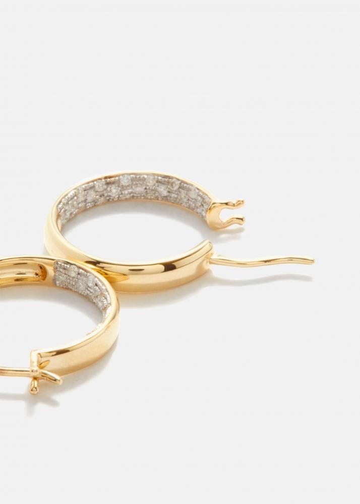 Yvonne Léon Paire De Créoles Diamantées Pm Or Jaune