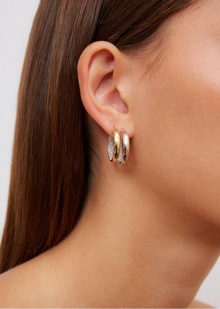 Yvonne Léon Paire De Créoles Diamantées Pm Or Jaune