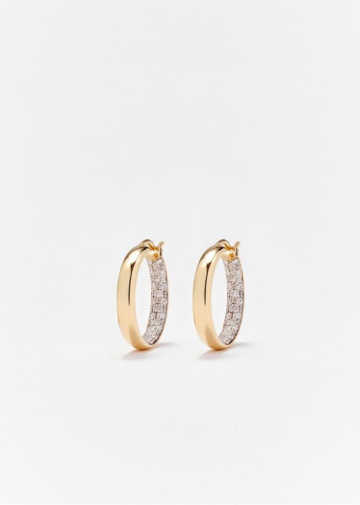 yvonne léon paire de créoles diamantées pm or jaune