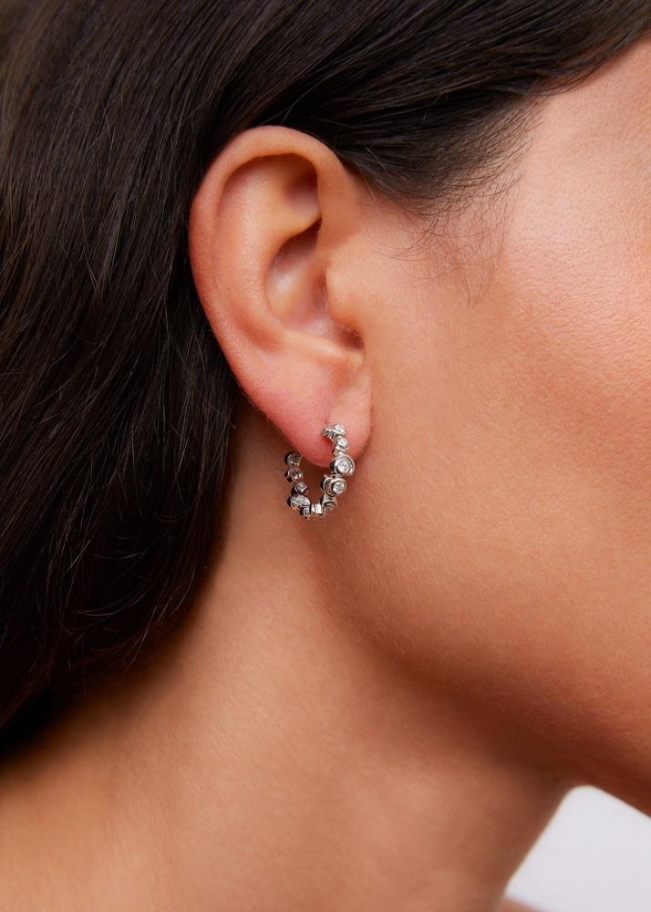 Yvonne Léon Paire De Créoles Escargot Diamants Or Blanc