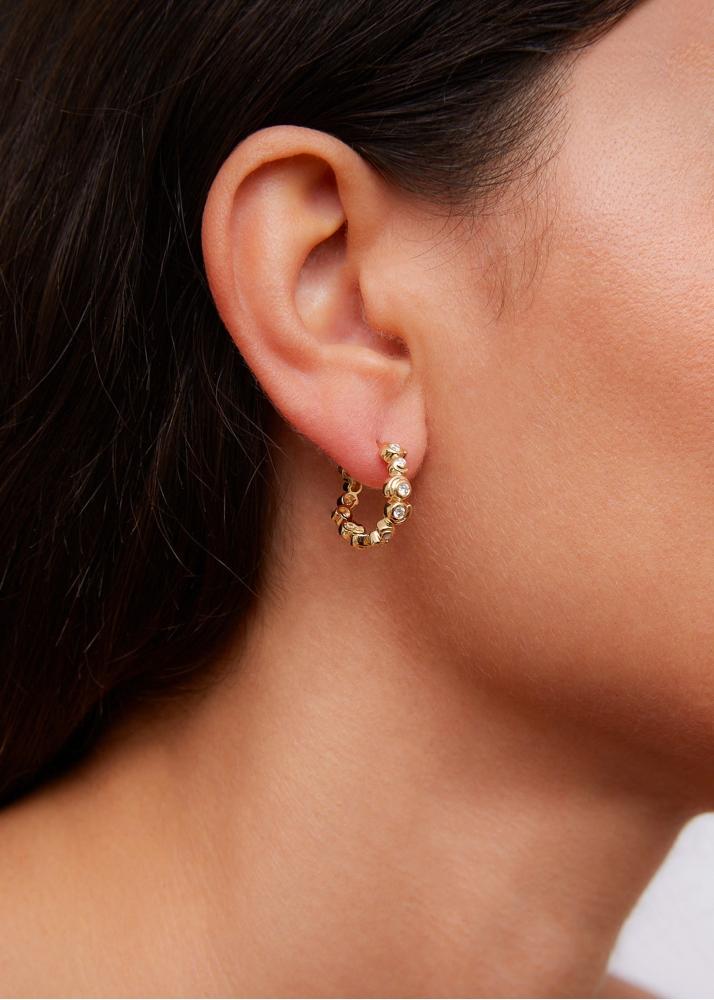 Yvonne Léon Paire De Créoles Escargot Diamants Or Jaune