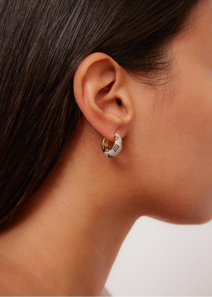 Yvonne Léon Paire De Créoles Léopard Gm Diamants Or Jaune