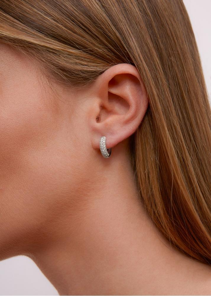 Yvonne Léon Paire De Créoles Lisses Diamants Or Blanc